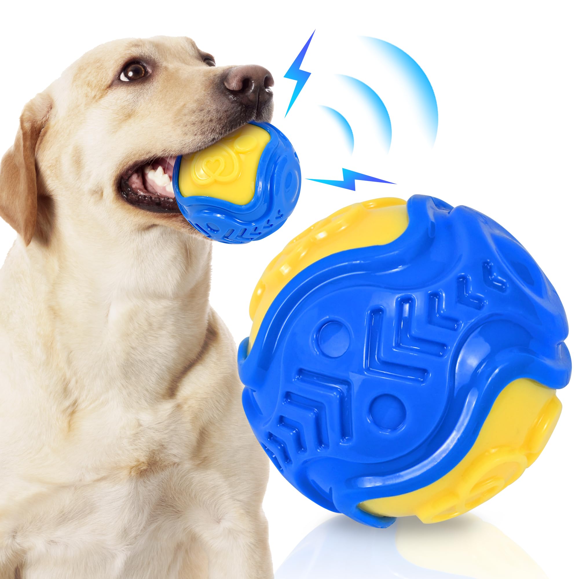 Durable Squeaky Dog Balls - 3 Inch Interactive Chew Toy for Aggressive Chewers | Puppy Ball Toys for Anxiety Relief & Teeth Cleaning | BPA Free Non-Toxic Dog Toys for Large & Small Breeds | Perfect for Fetch, Training & Indoor/Outdoor Play