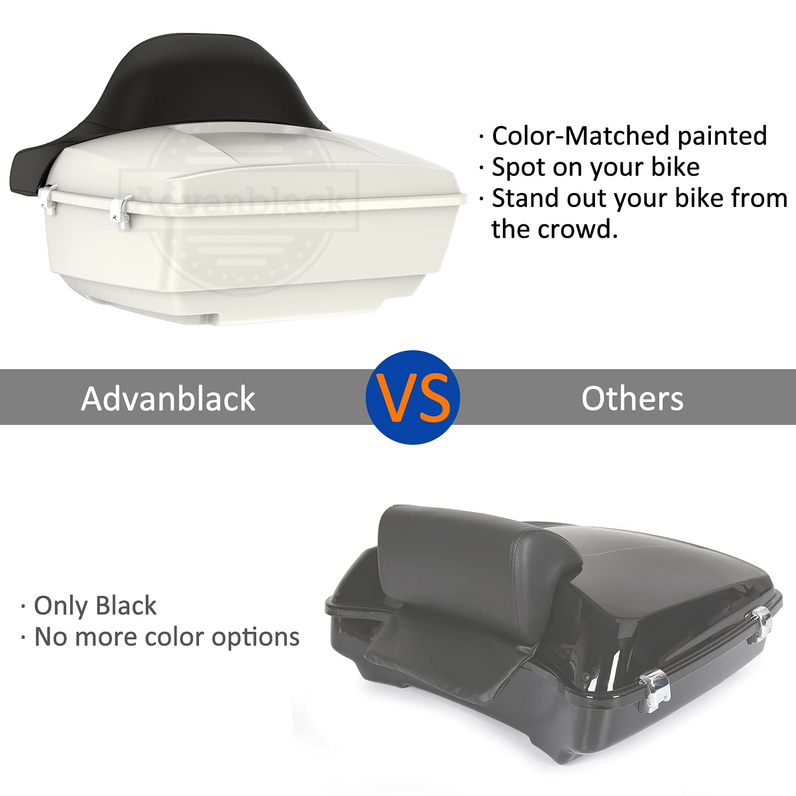 Advanblack King Tour Pack for Harley Touring, Road King Special, Street Glide Special, Road Glide Special (2014-2021) - Bonneville Salt Denim - Perfect for Long Rides & Motorcycle Travel Accessories