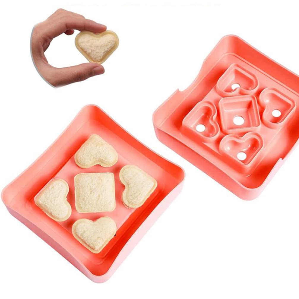 2pcs Heart-Shaped Sandwich Molds - Plastic Bread Making & Cake Decorating Tools - Mini Sandwich Cutters for DIY Kitchen Utensils - Perfect for Valentine's Day, Kids Lunch Box & Party Snacks