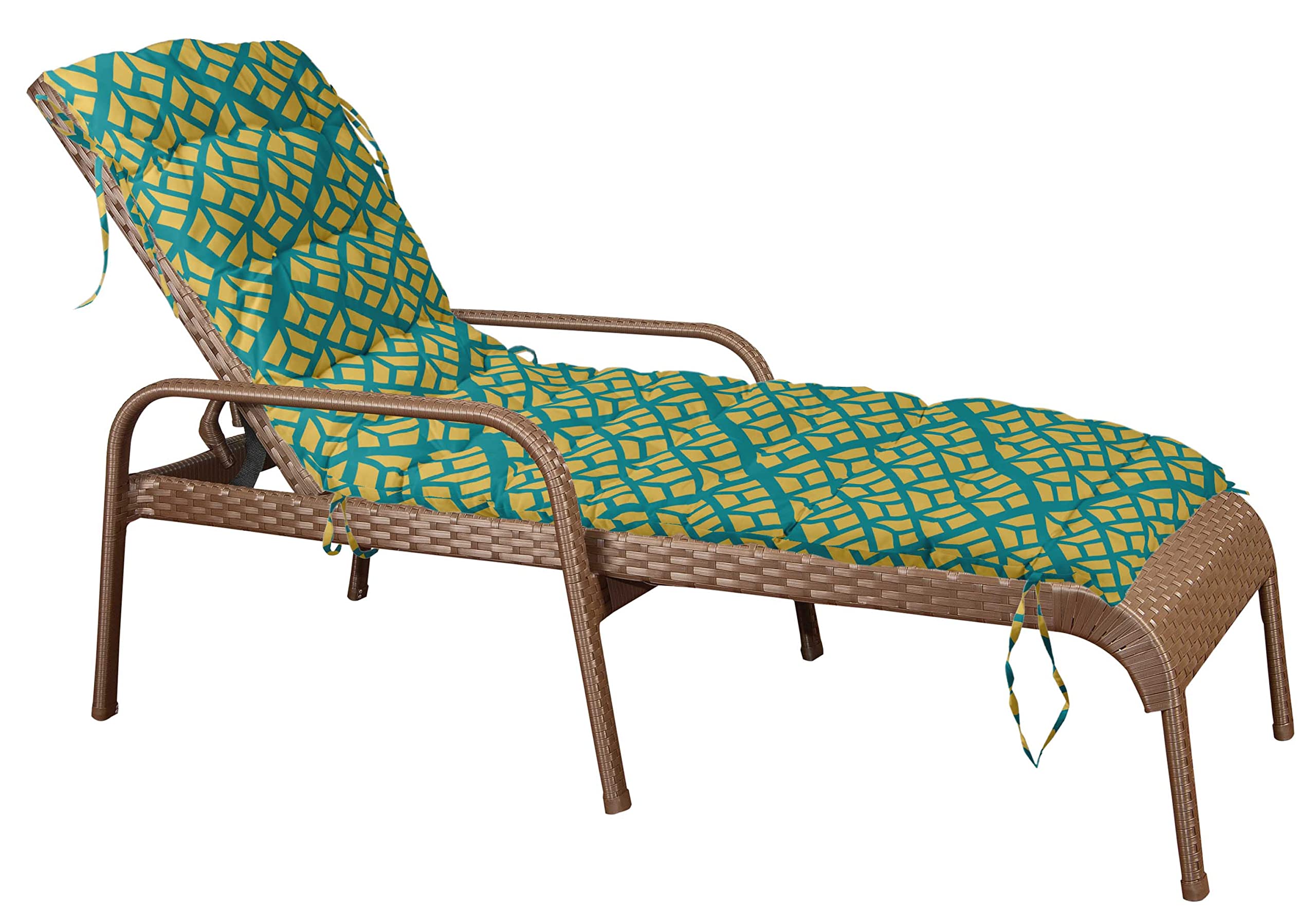 Quilted Thick Padded Seat Cushion for Rocking Chair, Sofa & Recliner - 74x23 Inch Yellow Outdoor Bench Cushion with Ties - Perfect for Garden, Terrace & Patio Furniture