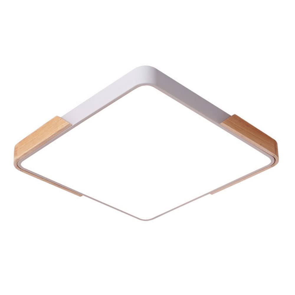 15.7 Inch LED Flush Mount Ceiling Light - Modern Wooden Acrylic Round Fixture with 6000K Daylight White - Perfect for Kids Bedroom, Living Room, Restaurant & Cafe Lighting