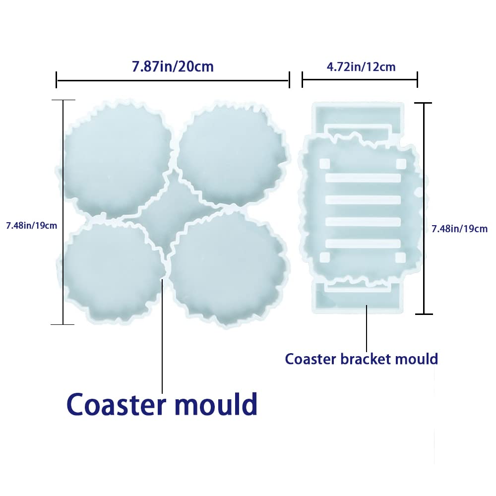 2-Piece Silicone Coaster Mold Set for Epoxy Resin Casting - 1 Irregular Coaster Mold & 1 Storage Stand Mold - DIY Home Decor, Unique Gift Idea for Craft Lovers - Perfect for Coffee Tables, Dining Tables, and Party Decorations