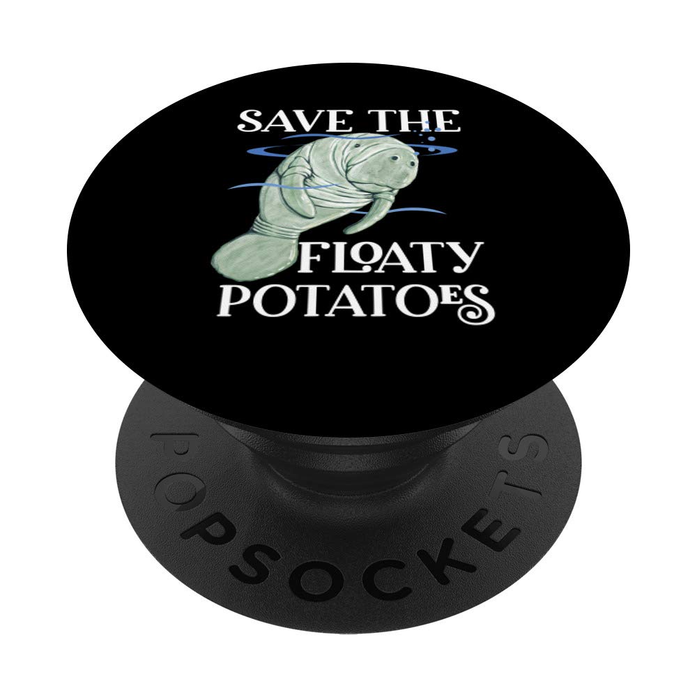 Cute Manatee PopSockets Grip and Stand for Phones & Tablets - Save Floaty Potatoes Gift Idea - Perfect for Phone Accessories, Office Desk & Travel Use