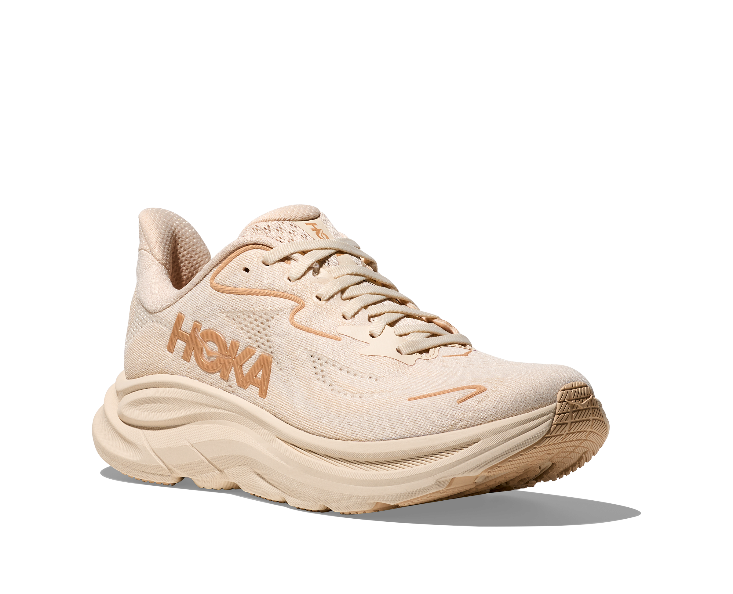 HOKA Women's Clifton 10 Wide Running Shoes - Vanilla/Birch - Lightweight Cushioned Sneakers for Road Running, Walking & Gym Workouts