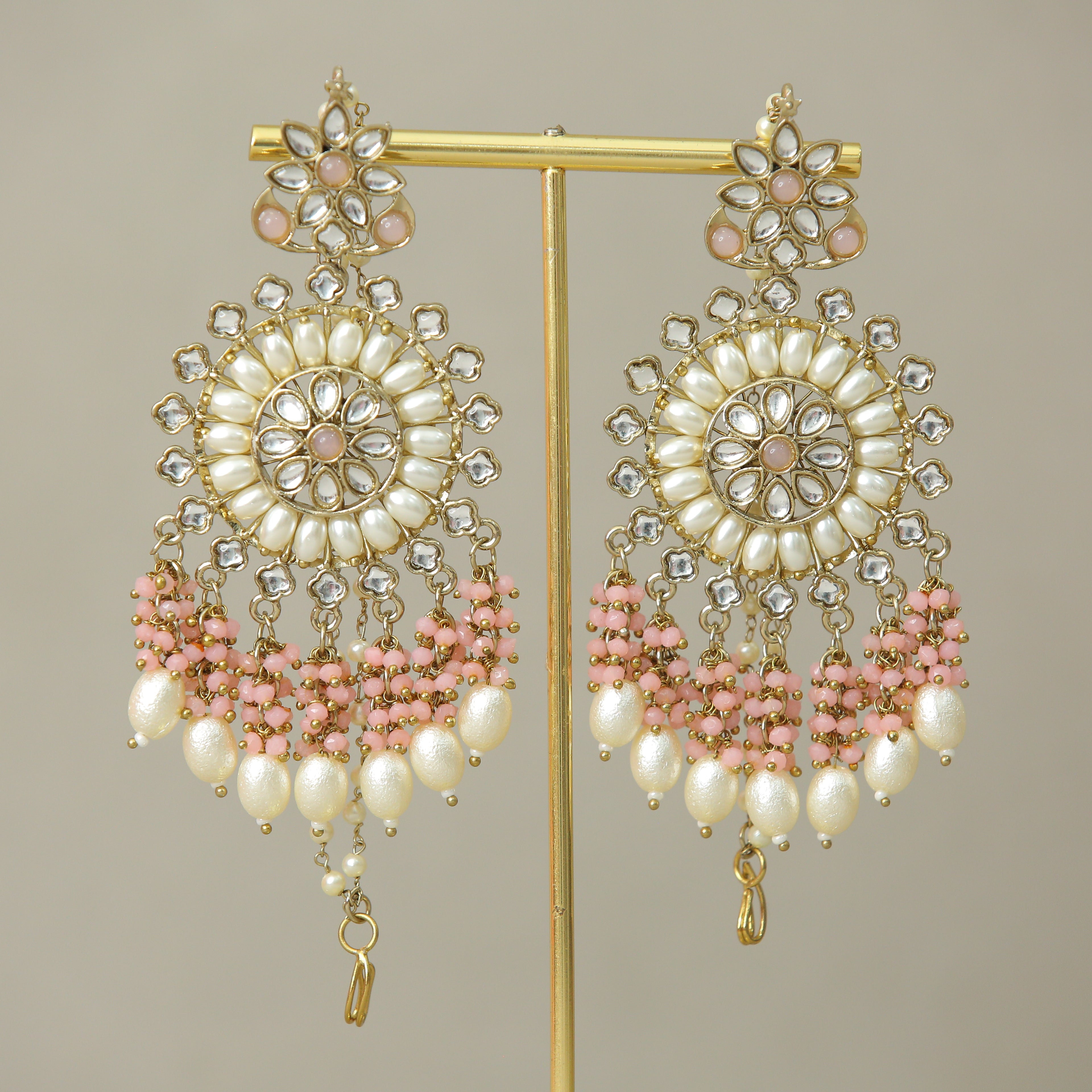 Ahana Kundan Earrings for Women - Indian Traditional Jewelry - Handmade Bridal Earrings for Weddings, Parties & Festivals