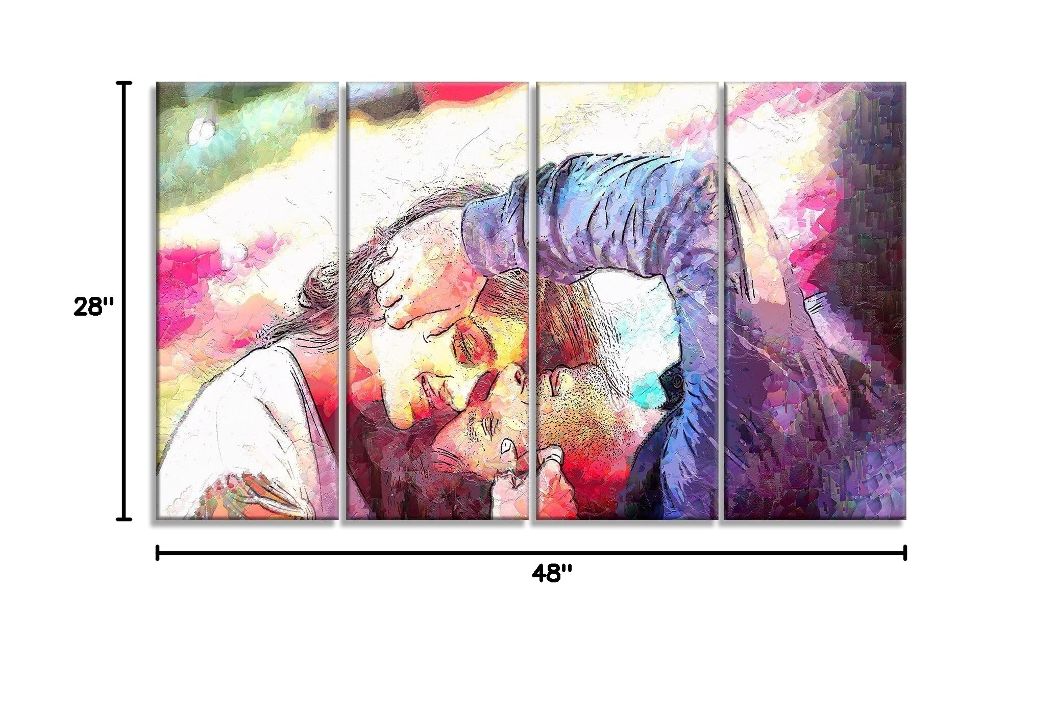 Designart You Make Me Smile Sensual Metal Wall Art - 48x28 Inches - 4 Panel Set - Modern Home & Office Decor for Living Room, Bedroom, Dining Area