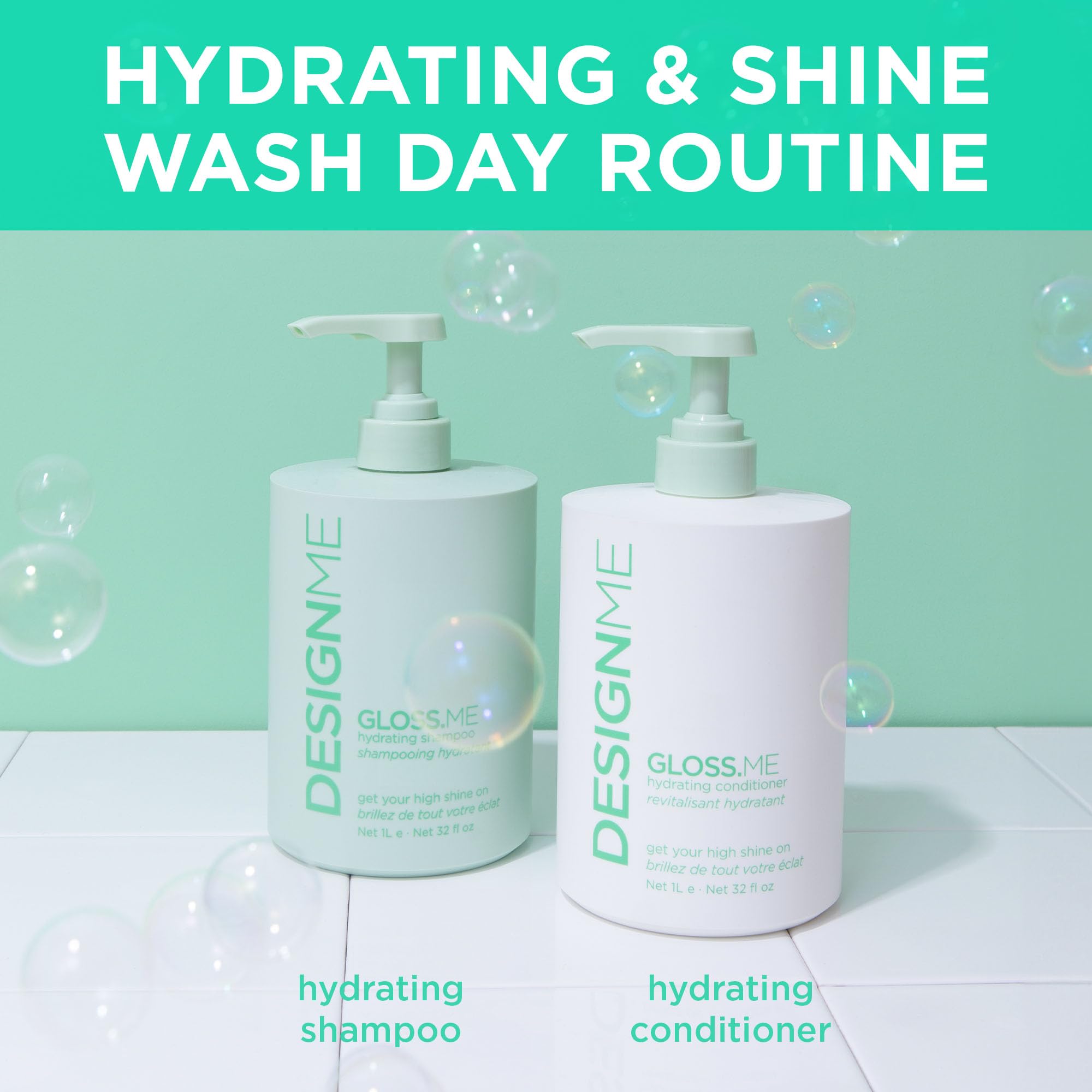 DESIGNME Hemp & Argan Oil Moisturizing Shampoo and Conditioner Set for Dry, Colored, Straight or Curly Hair - 32 Fl Oz Hydrating Hair Care Duo - Perfect for Daily Use, Salon-Quality Treatment & Revitalizing Damaged Hair