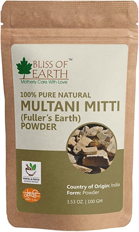 Bliss of Earth™ 100% Pure Multani Mitti Powder | Natural Fuller's Earth Clay for Hair, Face & Skin Care | 2x100g Pack | Deep Cleansing & Oil Control | Perfect for DIY Face Masks, Hair Treatments & Spa Days