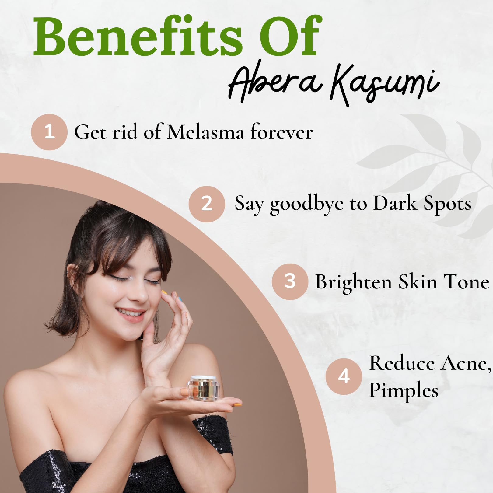ABERA Kasumi Glowing Cream - Dark Spot Remover & Melasma Treatment for Face with Gold Eye Patches (0.7 Oz, 3 Boxes + 6 Eye Patches) | Brightening Skincare for Hyperpigmentation & Evening Skin Tone | Perfect for Daily Use & Nighttime Routine