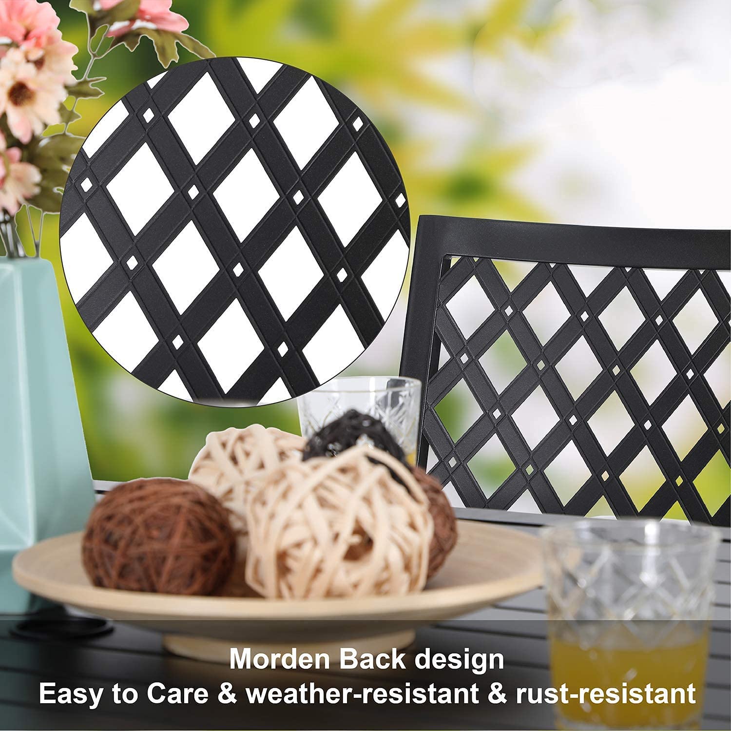 MFSTUDIO 3-Piece Outdoor Metal Bistro Set - Patio Dining Furniture with Coffee Table for Garden, Backyard, Balcony - Black | Perfect for Morning Coffee, Outdoor Entertaining & Relaxation