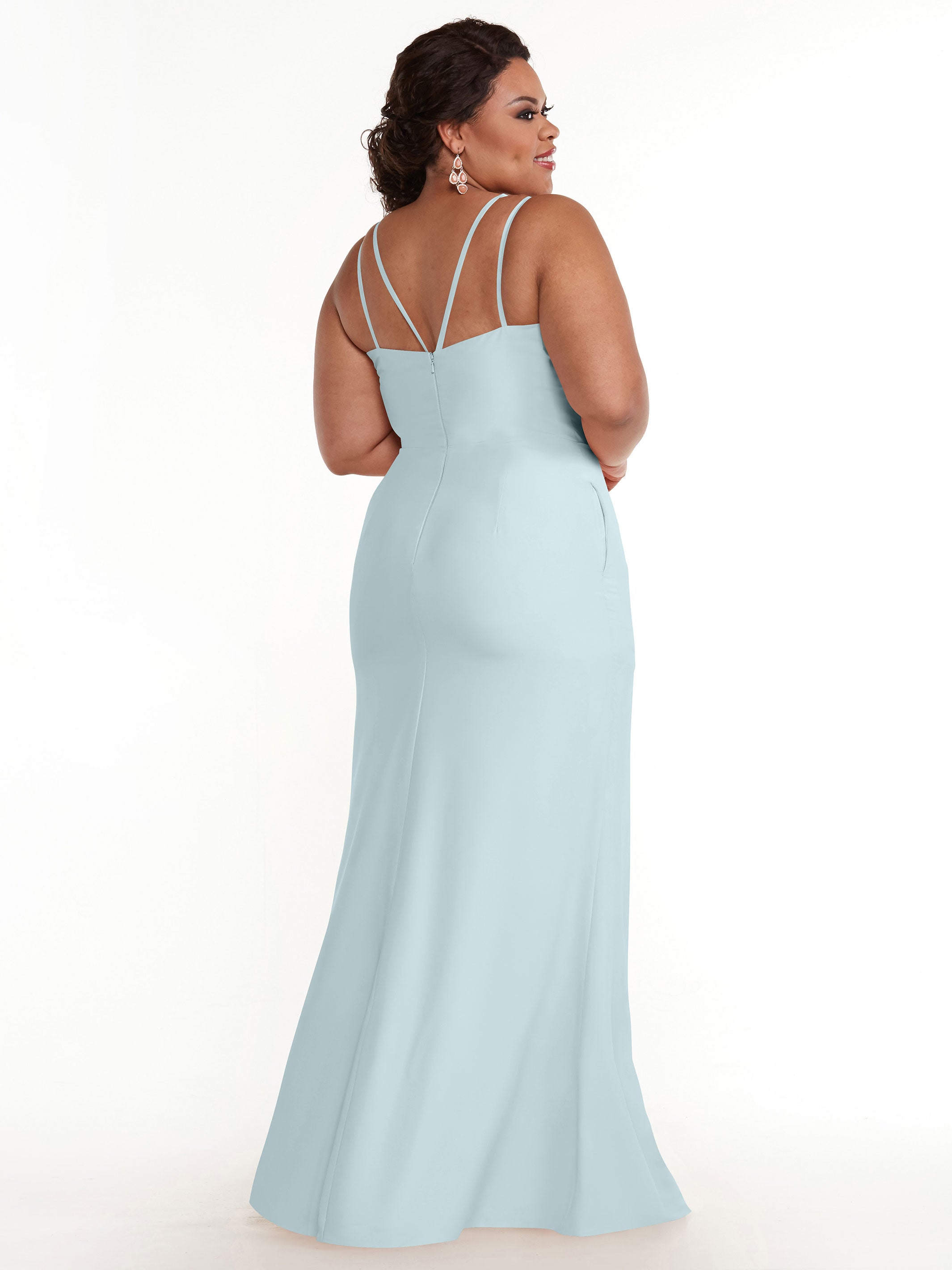 Elegant 83030 Sheath Stretch Chiffon Bridesmaid Dress with Bateau Neckline & Thigh Slit - Perfect for Weddings, Formal Events & Special Occasions