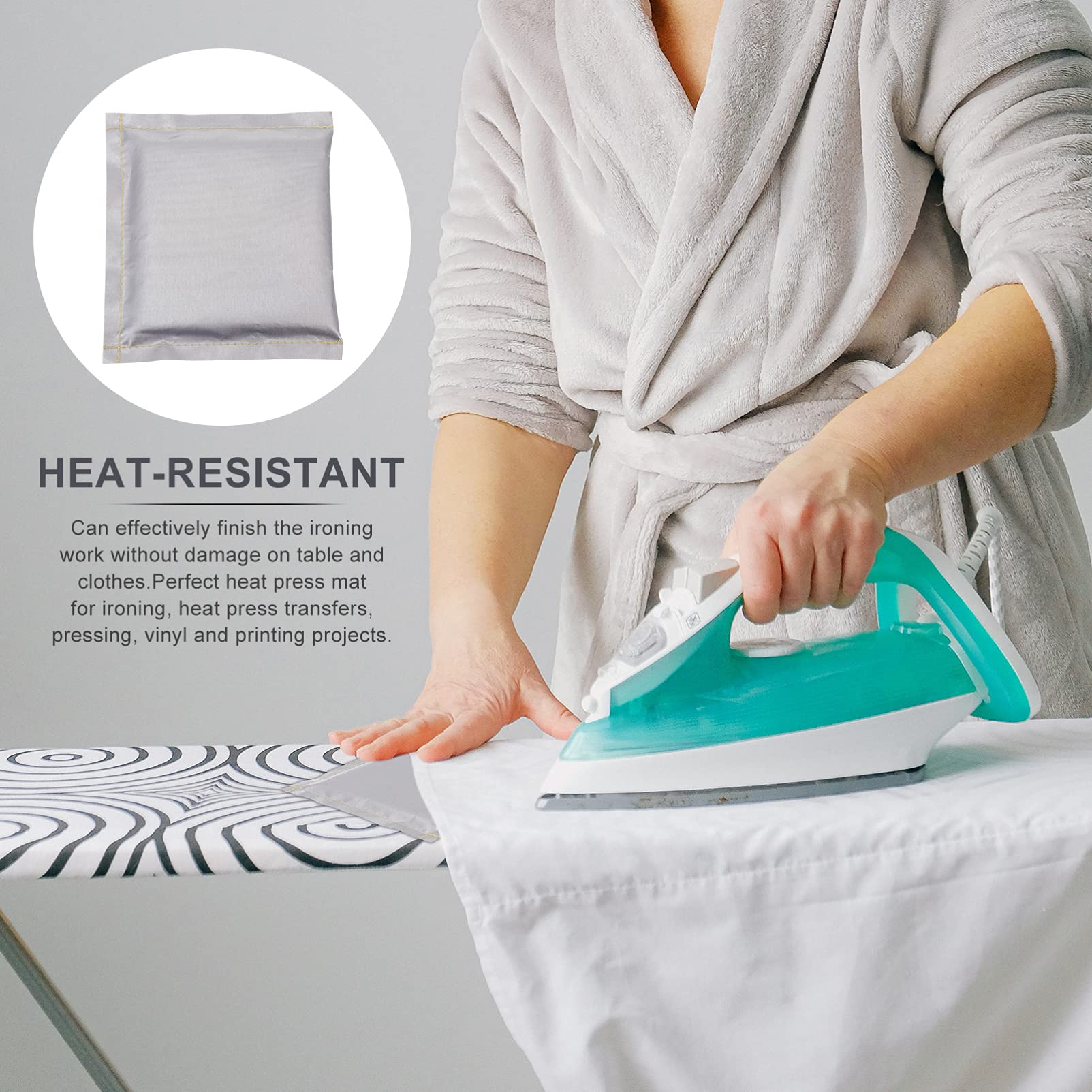 EXCEART 16x20 Heat Press Machine for Clothing & Quilting - Mini Ironing Tool with Reusable Press Mat - DIY T-Shirt Transfer & Fabric Ironing for Home Crafts & Small Business