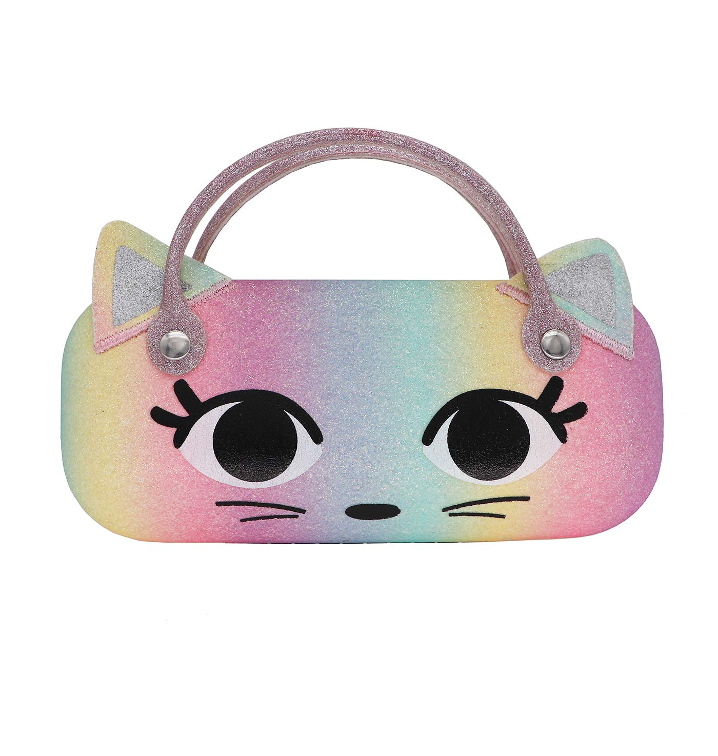 Holographic Glitter Eyeglass Case for Women, Kids, Girls & Boys - Dazzling Hard Shell Glasses Pouch with Handle - Perfect for School, Travel & Everyday Use