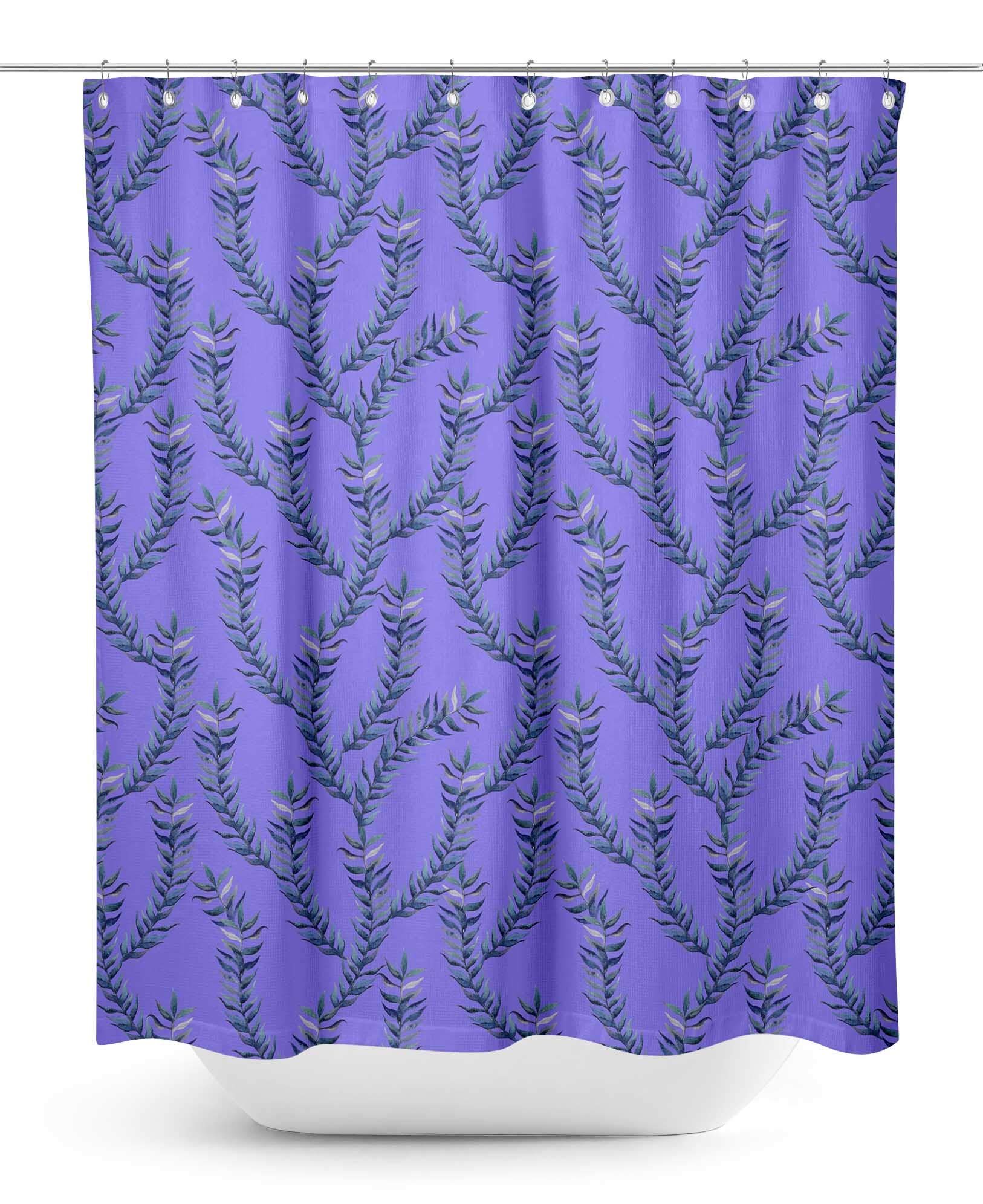 Stylish Purple Laurel Leaves Waterproof Shower Curtain - 60 x 75 Inch Bathroom Decor for Modern & Vintage Homes | Perfect for Spa-Like Showers and Guest Bathrooms