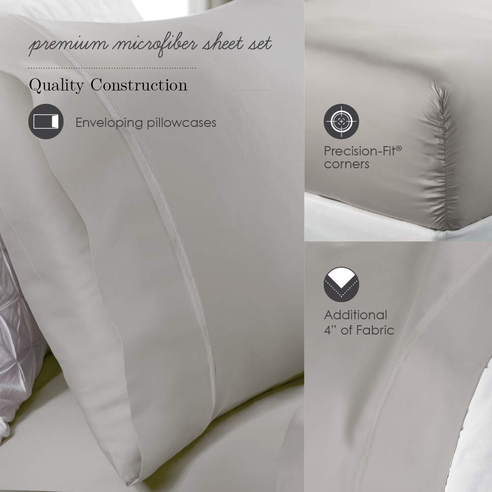Fabrictech International 5-Piece Sleep Kit - Twin Size Bedding Set with Comforter, Sheet Set & Pillow in Dove Gray | Soft & Breathable for Cozy Nights | Perfect for Dorms, Guest Rooms & Kids Bedrooms (PCSMFBB-T-GY)