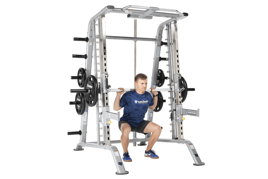 TuffStuff Evolution Smith Machine & Half Cage Combo (CSM 600) - Premium Home Gym Equipment for Strength Training & Weightlifting