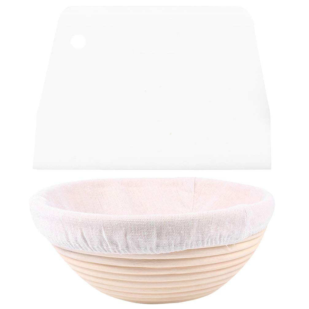 Cabilock 3-Piece Bread Proofing Basket Set with Linen Liner & Dough Scraper - Sourdough Brotform Baking Kit for Artisan Bread Making, Perfect for Home Bakers & Bread Starters - Ideal for Sourdough, Baguettes & Homemade Bread Baking