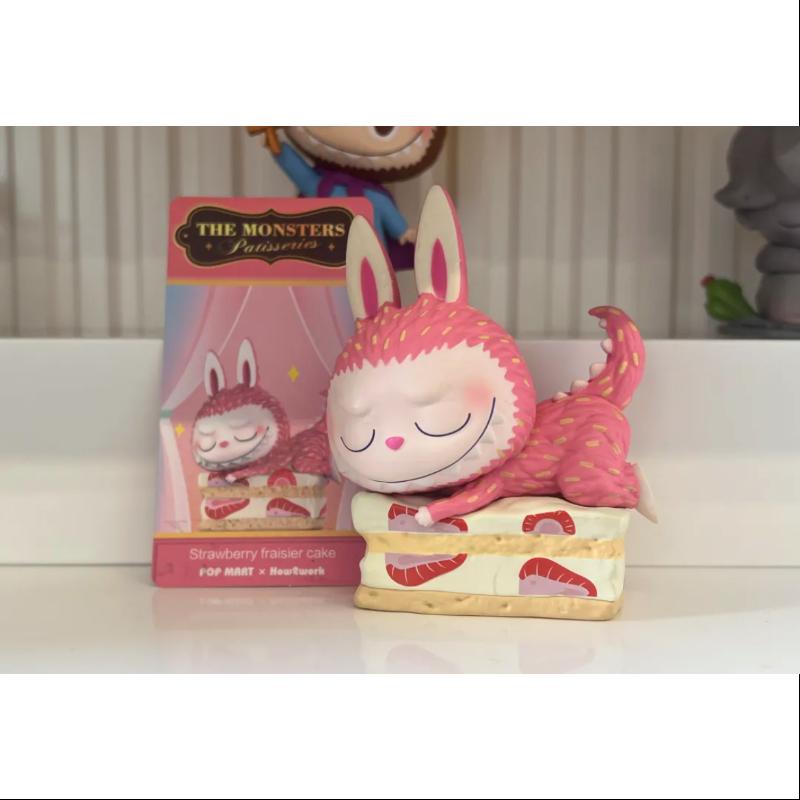 Labubu The Monsters Patisserie Series - Strawberry Fraisier Cake Collectible Figure | Cute Anime Character Display for Home Decor & Office Desk