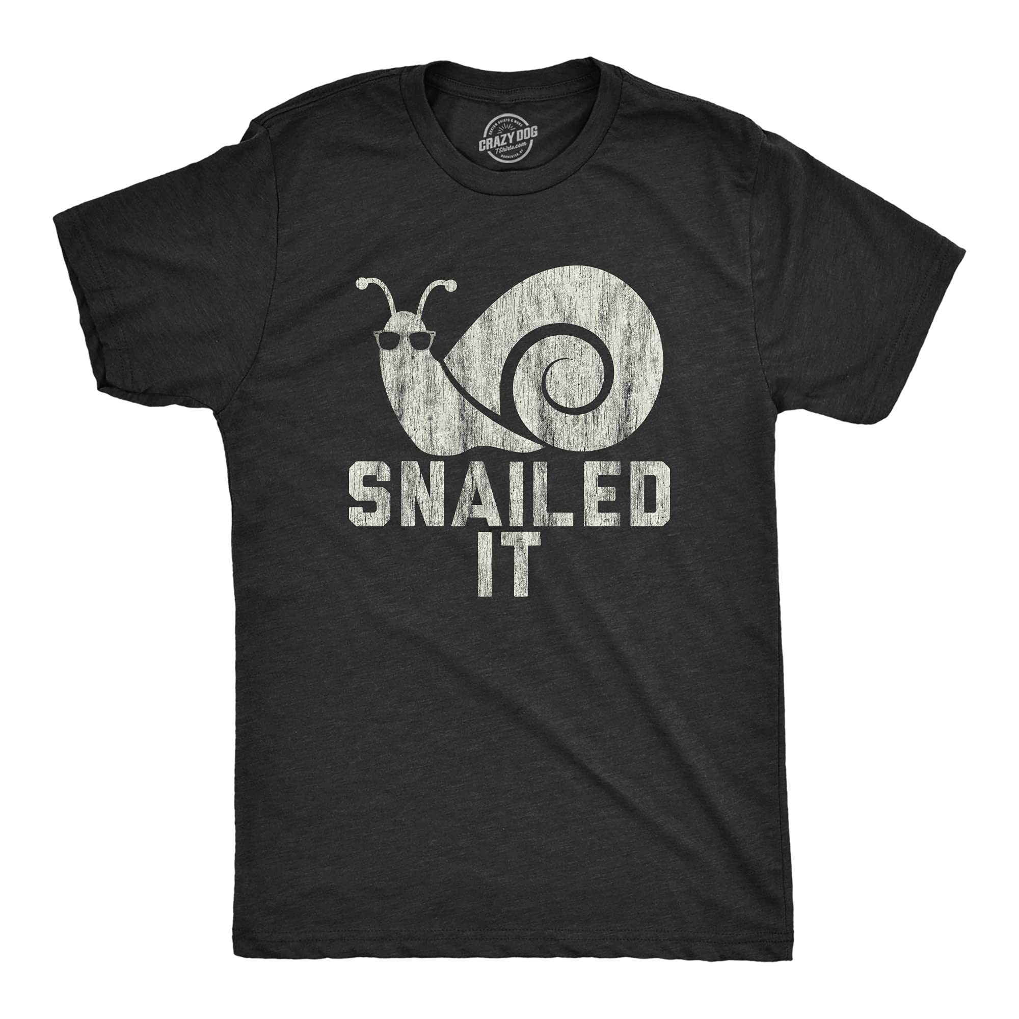 Funny Men's 'Snailed It' Pun T-Shirt with Snail & Sunglasses Design - Sarcastic Novelty Tee for Casual Wear, Gifts & Humor Lovers