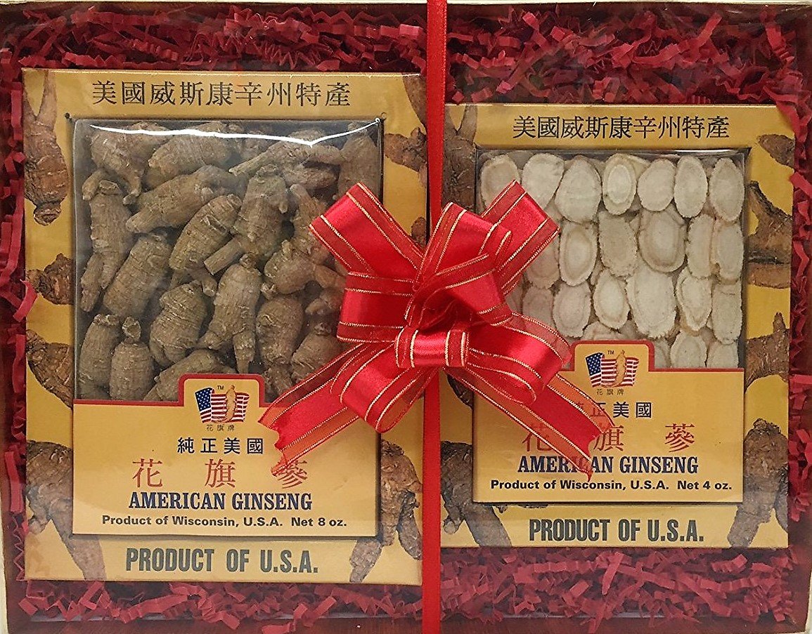 Premium American Ginseng Gift Box Set - Medium Size Round (8oz) + Sliced Ginseng (4oz) - Perfect for Health Gifts, Wellness Supplements & Traditional Herbal Remedies
