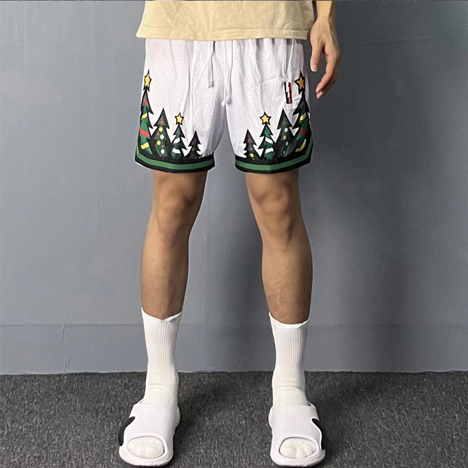 BOOMLEMEN Men's Basketball Shorts - Gym Training Workout Athletic Shorts with Mesh Lining & Graphic Print - Breathable Running Short Pants for Basketball, Gym, Jogging & Outdoor Sports