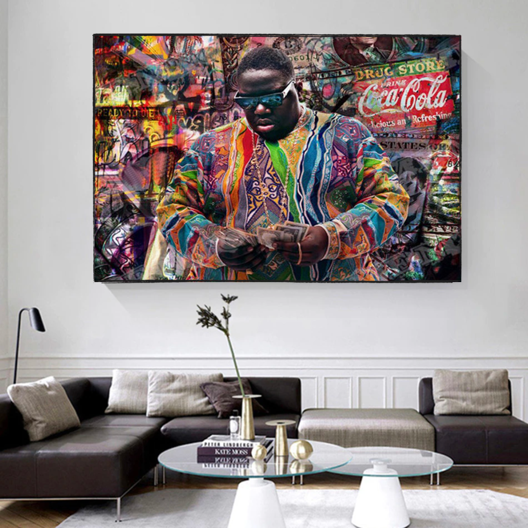 Biggie Smalls Graffiti Wall Art - Hip Hop Legend Poster for Music Lovers | Perfect for Bedroom, Living Room & Man Cave Decor