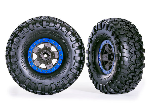 5.3x2.2 Inch Blue Tires and Wheels Set (2-Pack) - Perfect for RC Cars, Drones, and Off-Road Vehicles