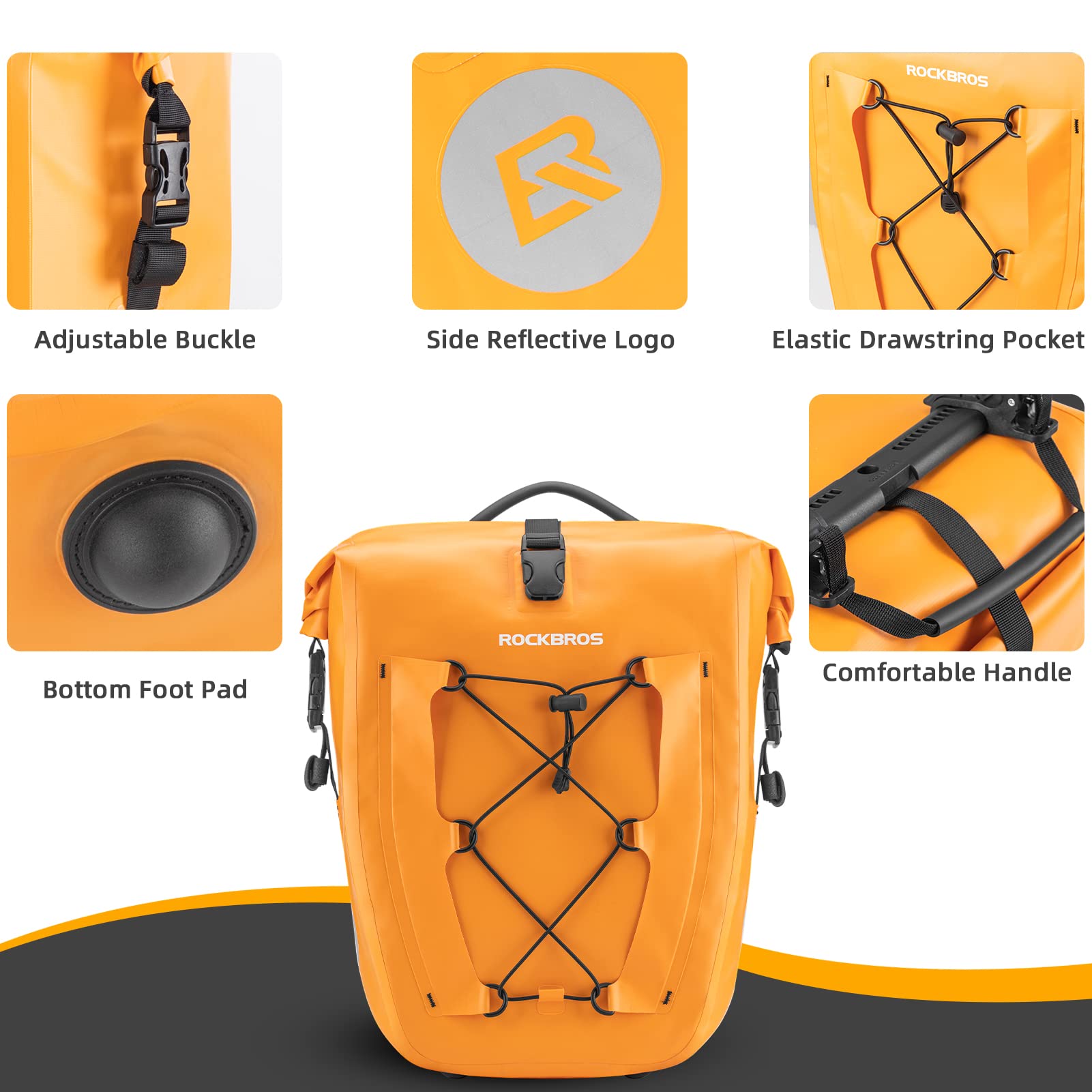 ROCKBROS Waterproof Bike Panniers - 30L Large Capacity Rear Rack Bag for Cycling, Travel & Commuting | Durable Bicycle Luggage for Road Trips, Urban Rides & Outdoor Adventures