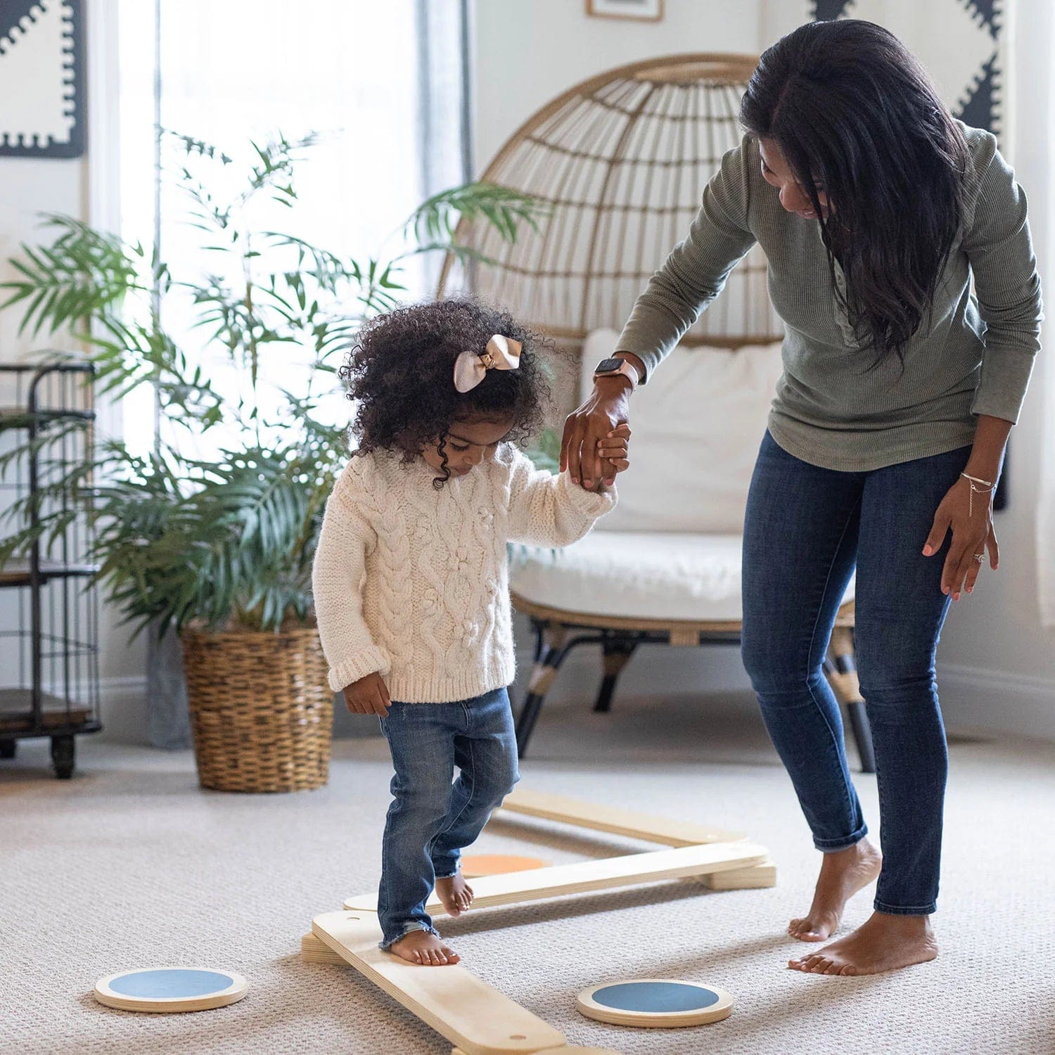 Little Partner Learn 'N Balance Set - 4 Stepping Stones for Kids | Natural Wood Balance Toys for Toddlers | Indoor & Outdoor Play, Early Childhood Development Activity