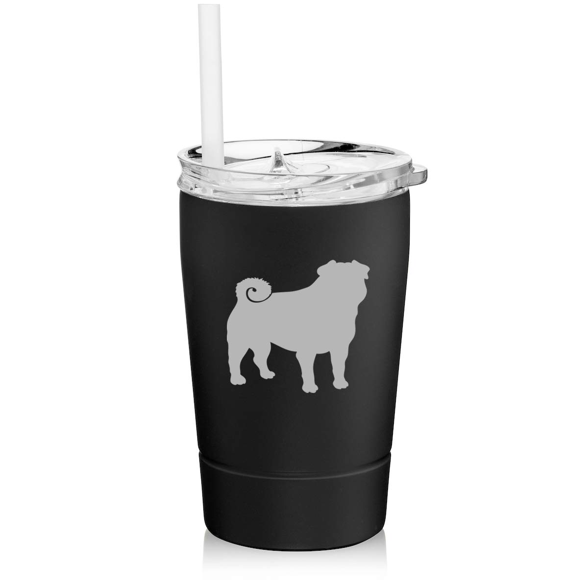 12 oz Double Wall Stainless Steel Vacuum Insulated Tumbler with Straw - Leakproof Coffee Travel Mug for Hot & Cold Drinks - Perfect for Office, Gym, Hiking & Car Commute (Black)