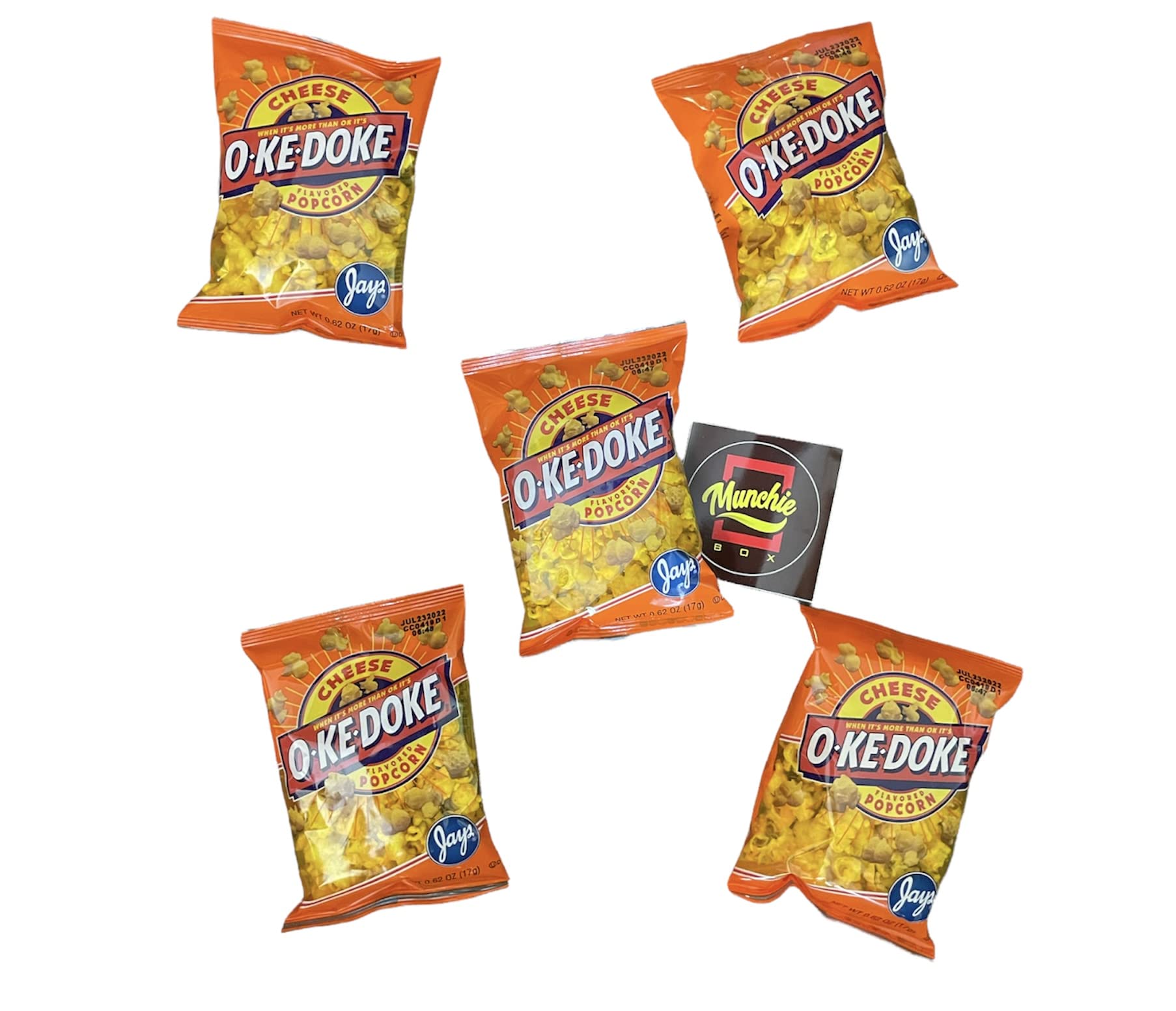 JAY'S O'KE DOKE Popcorn - Cheese & Hot Cheese Variety Pack (5 x 0.625 oz Bags) | Perfect for Movie Nights, Snacking, Parties & Road Trips