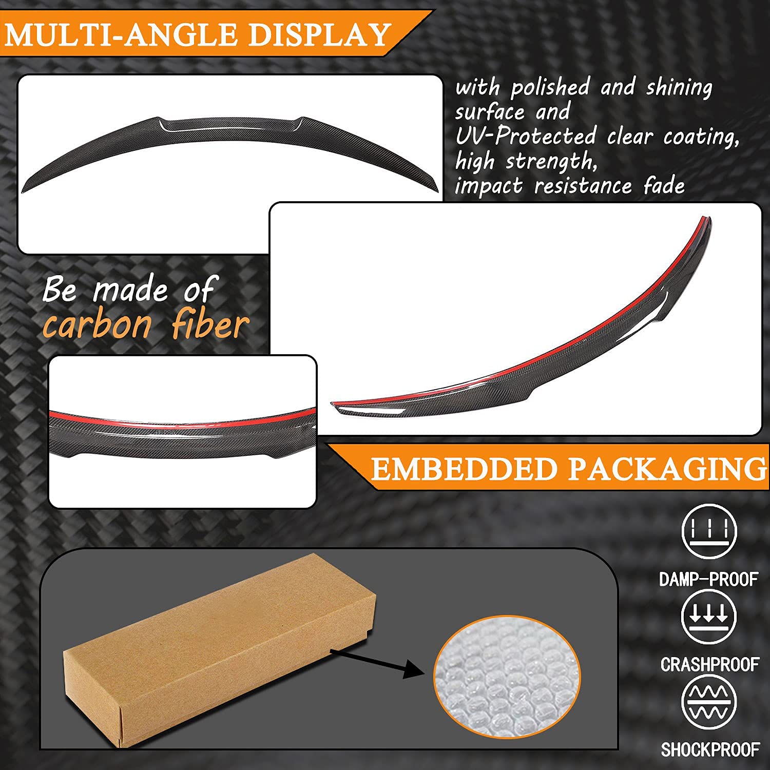 Premium Real Carbon Fiber Trunk Spoiler for Alfa Romeo Giulia Quadrifoglio 2015-2024 | High-End Rear Lip Wing | Lightweight & Durable | Enhances Aerodynamics & Sporty Look | Perfect for Racing, Car Shows & Street Performance