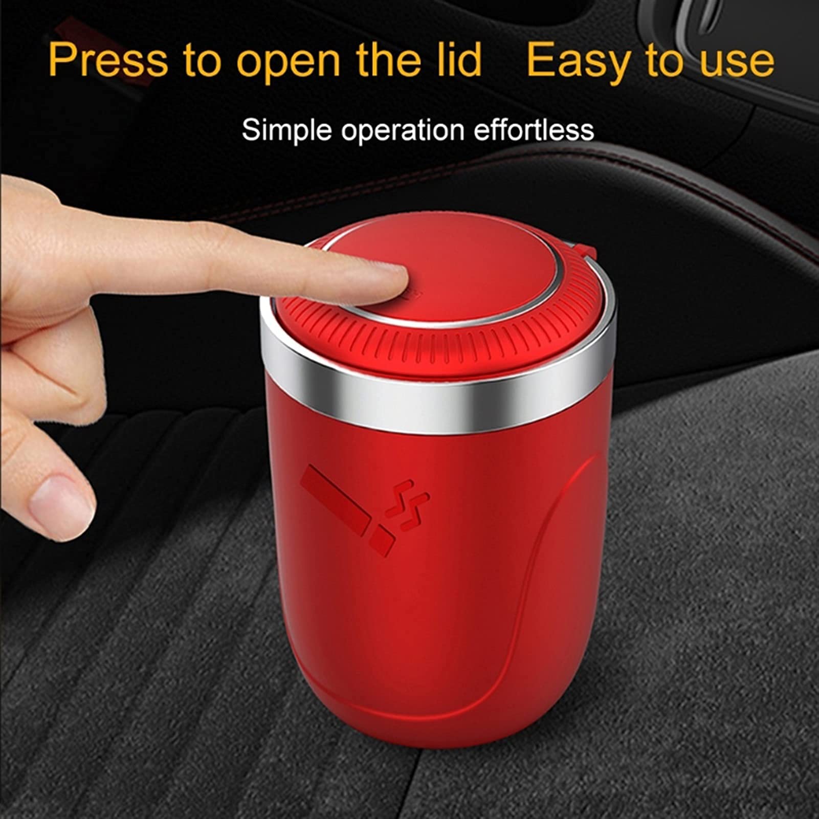 Smokeless Fireproof Car Ashtray with Blue LED Light - Detachable Mini Cigar Ashtray for Cup Holder | Plastic Ashtray for Car, Home & Office Use (Black) | Perfect for Smokers Traveling, Working or Relaxing