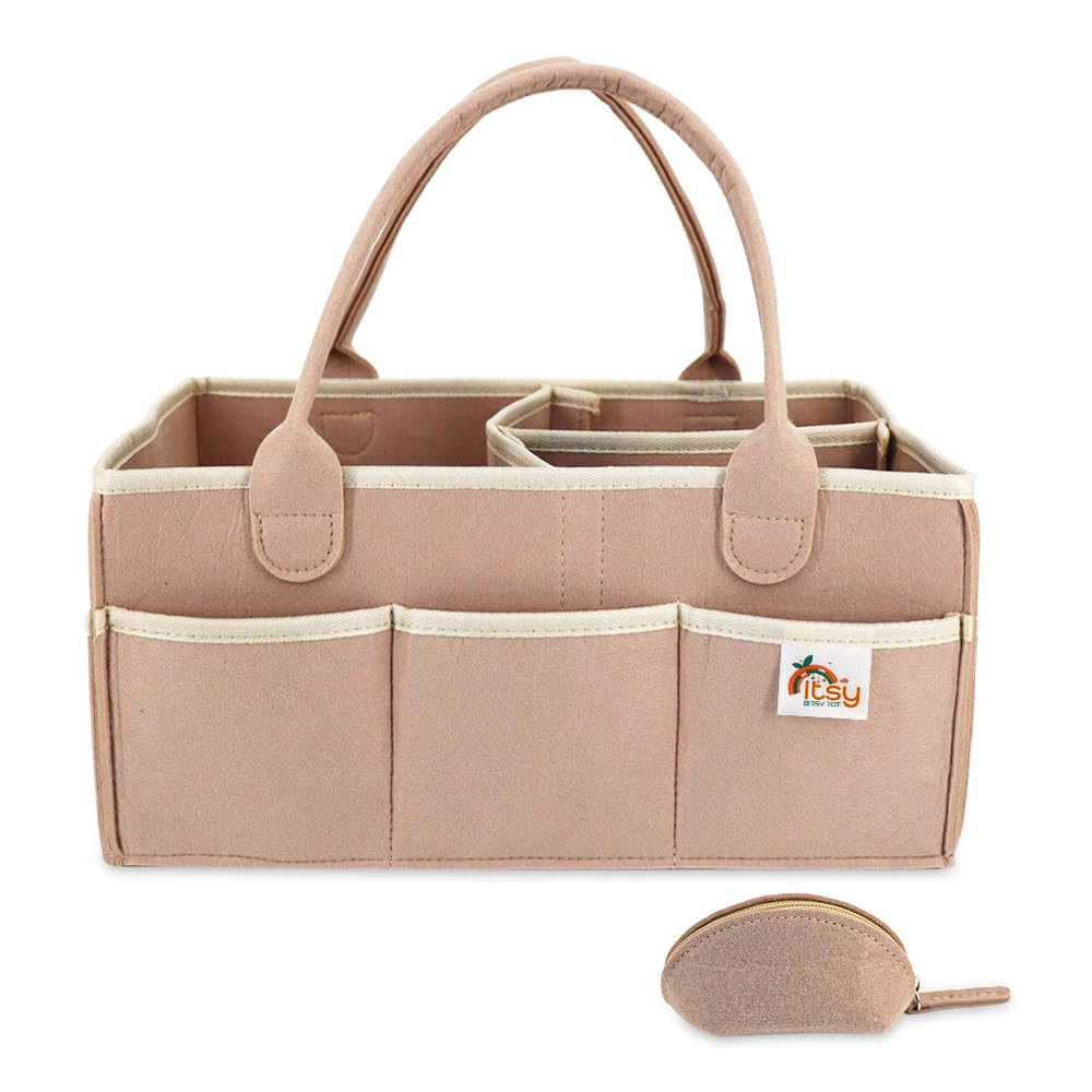 Itsy Bitsy Tot Diaper Caddy Organizer - Large Nursery Storage & Car Organizer for Baby Essentials (Tanny Peach) - Perfect for Diaper Changing Stations & On-the-Go Parenting