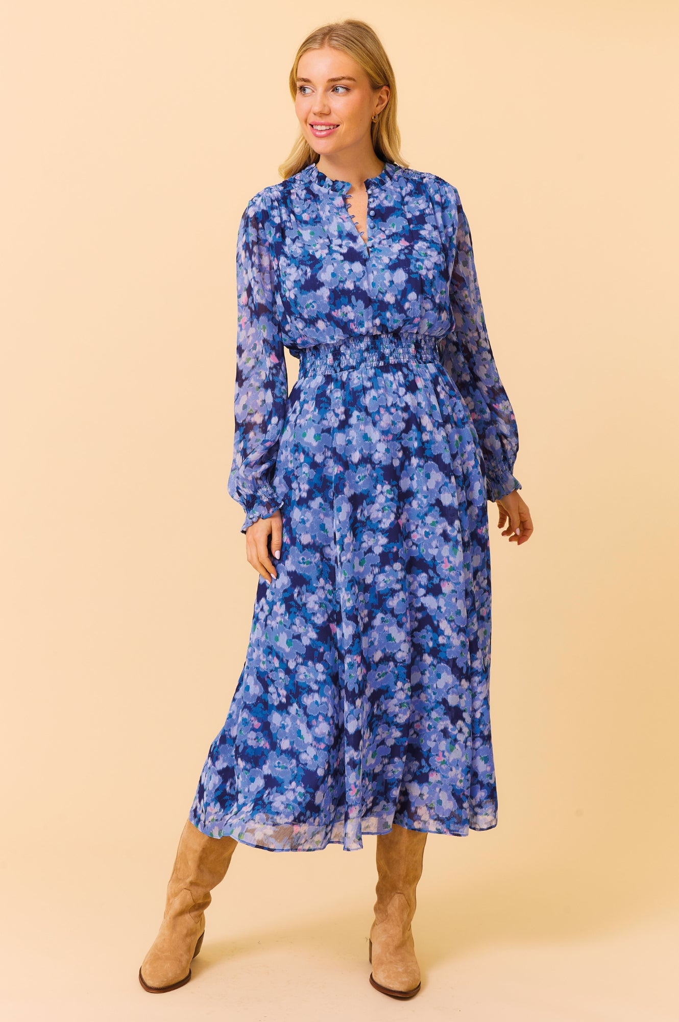 Clover Dress - Floral Print Blue and Pink Summer Dress for Women | Perfect for Beach Vacations, Date Nights & Outdoor Parties