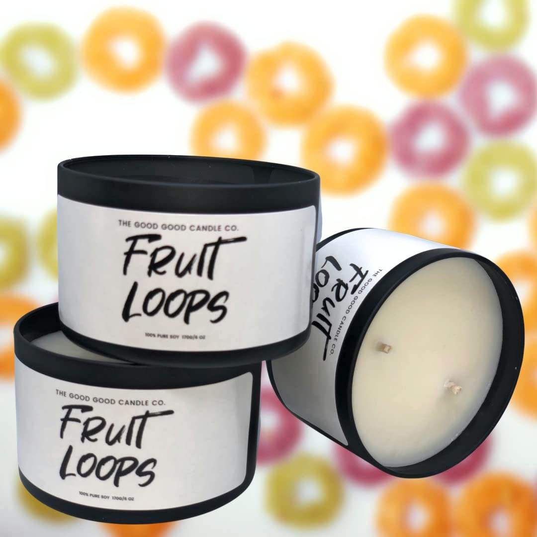 6oz Premium Soy Candle by Good Good Candle & Bath Co. - Fruit Loops Scented Candle for Home, Relaxation & Gifts | Long-Lasting Fragrance for Bedroom, Bathroom & Office
