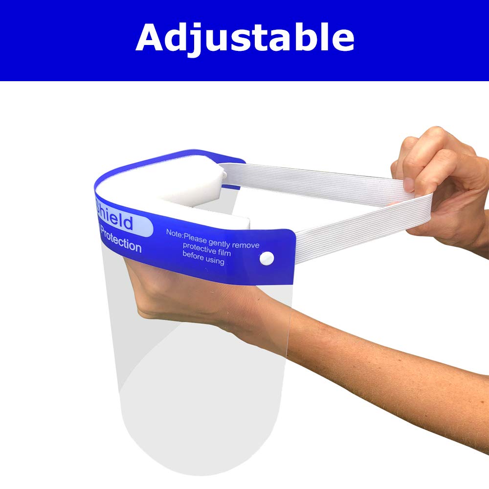 100 Pack Disposable Face Shields by ICU Health - Full Face & Eye Protection, Adjustable & Comfortable for Men & Women - Ideal for Healthcare, Construction, and Public Safety Use