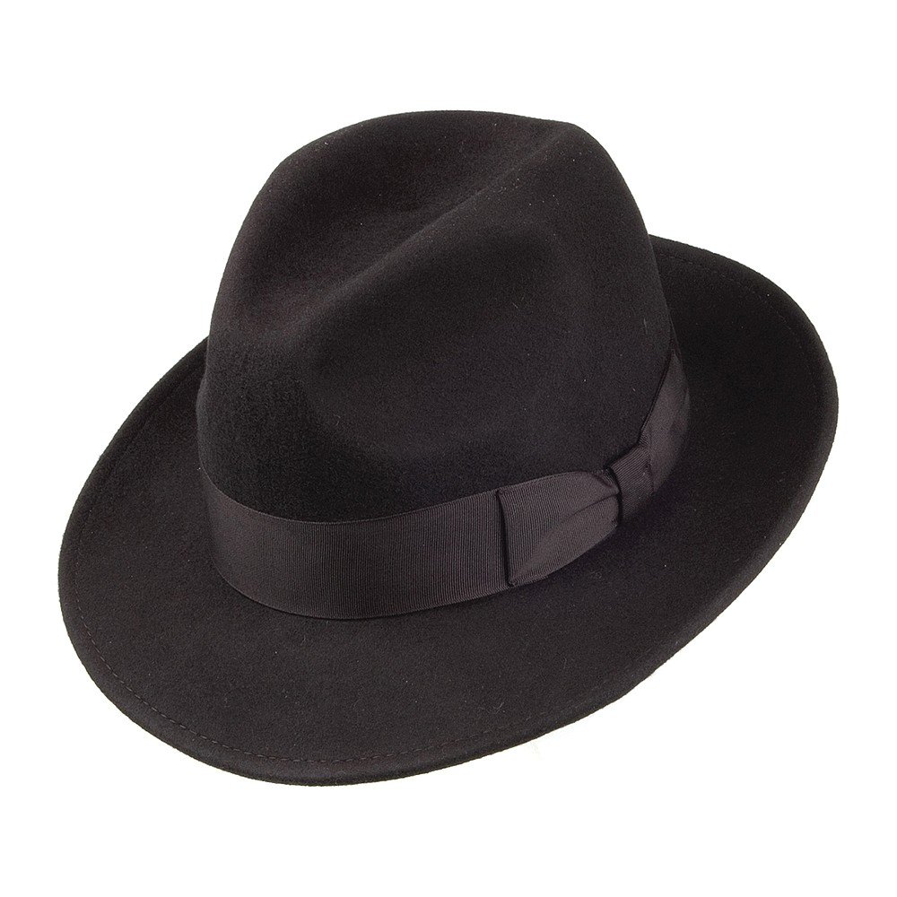 Jaxon Pinch Crown Crushable Wool Felt Fedora Hat for Men - Stylish Outdoor Sun Protection for Hiking, Travel & Casual Wear