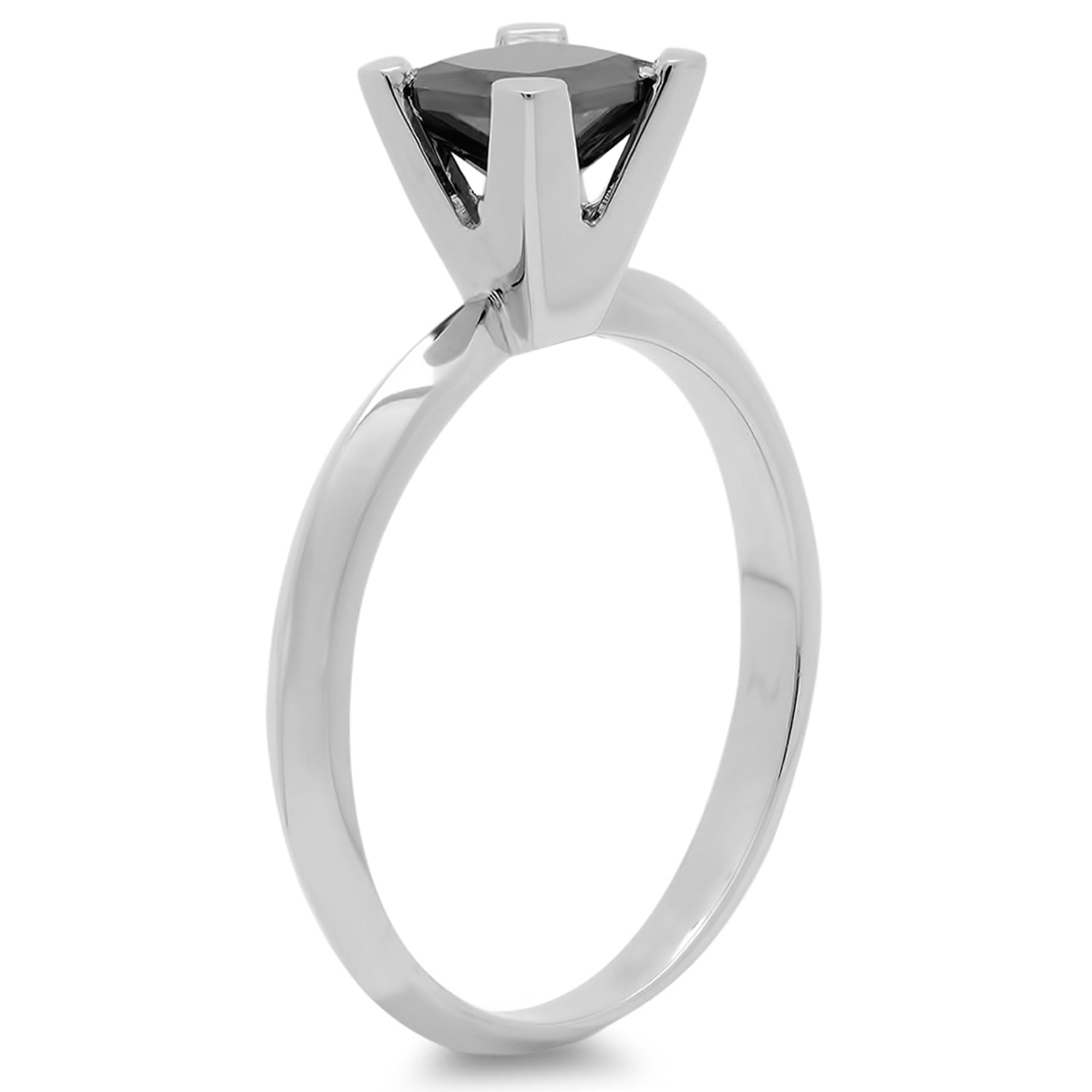 0.25 Carat Princess Cut Black Diamond Solitaire Engagement Ring for Women - 925 Sterling Silver Wedding Band, Promise Ring, Anniversary Gift - Perfect for Proposals, Valentines Day & Special Occasions