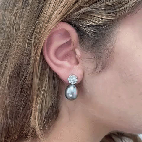 Exquisite 18k Gold Italian Freshwater Black Drop Pearl Earrings - Handcrafted Luxury Jewelry for Women | Perfect for Weddings, Parties & Special Occasions
