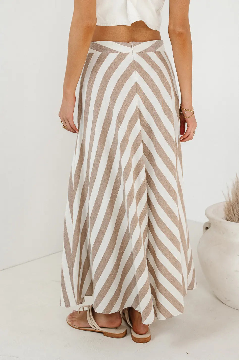 Meggy Striped Maxi Skirt - Women's Flowy Long Skirt with Elastic Waist | Perfect for Summer, Beach Vacations & Boho Outfits