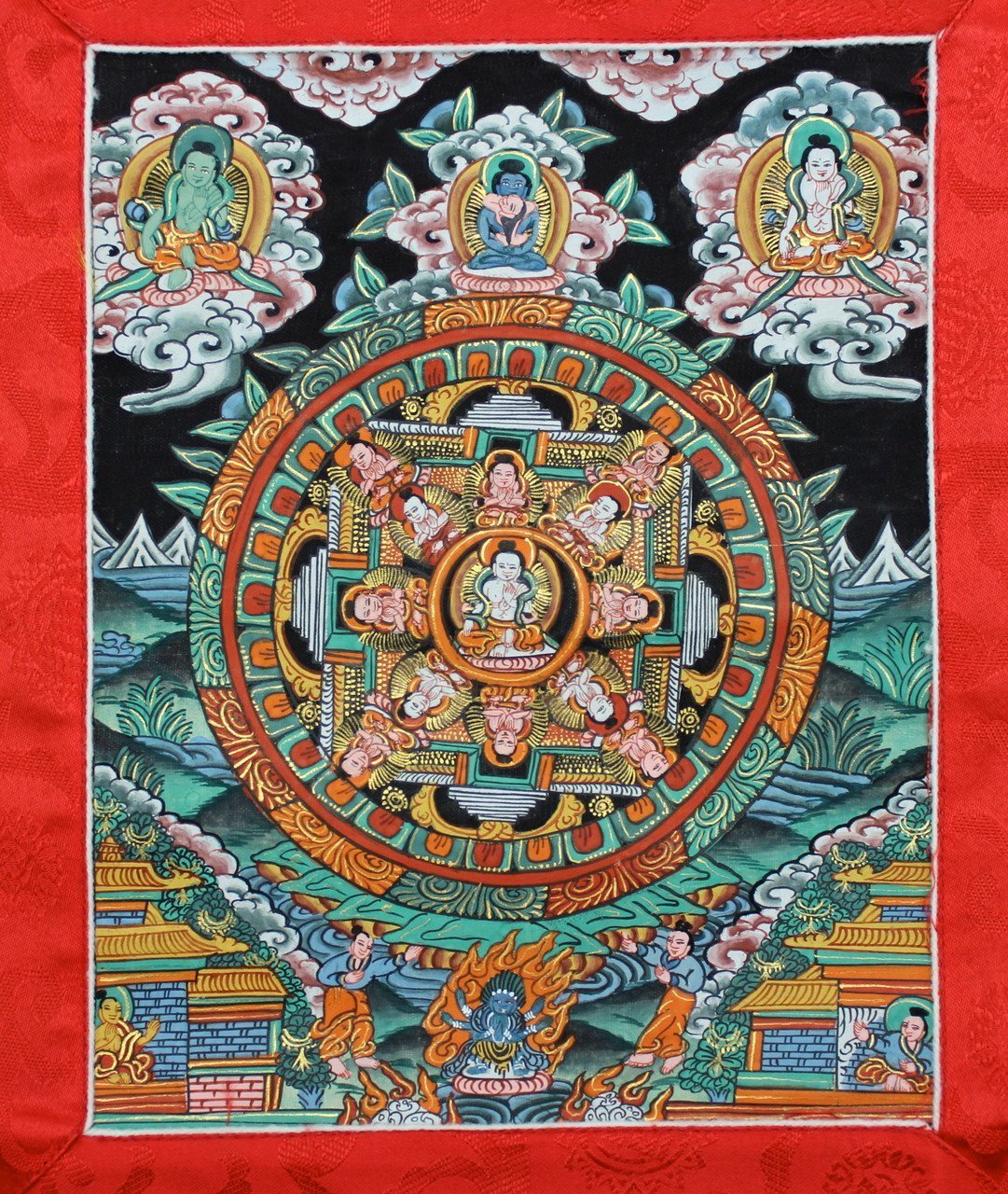 Authentic Buddha Mandala Thangka Wall Art - Handmade Tibetan Buddhist Painting for Meditation & Home Decor | Perfect for Yoga Studios, Spiritual Spaces & Gifts