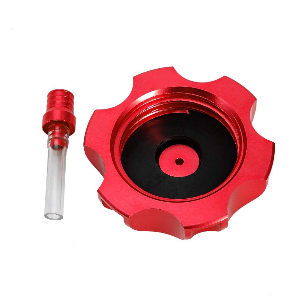 CNC Aluminum Motorcycle Fuel Tank Cap with Breather Vent - Universal Fit for Fuel Tanks (Red) - Durable Gas Tank Cover for Harley, Honda, Yamaha & More - Perfect for Cruisers, Touring Bikes & Street Motorcycles