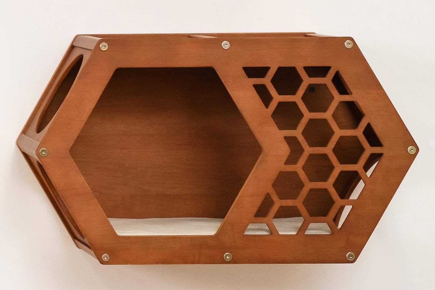 Hexagon Cat Wall Shelf - Modern Cat Furniture with Large Cat Bed & Play Tower - Perfect for Indoor Cat Climbing, Lounging & Playtime