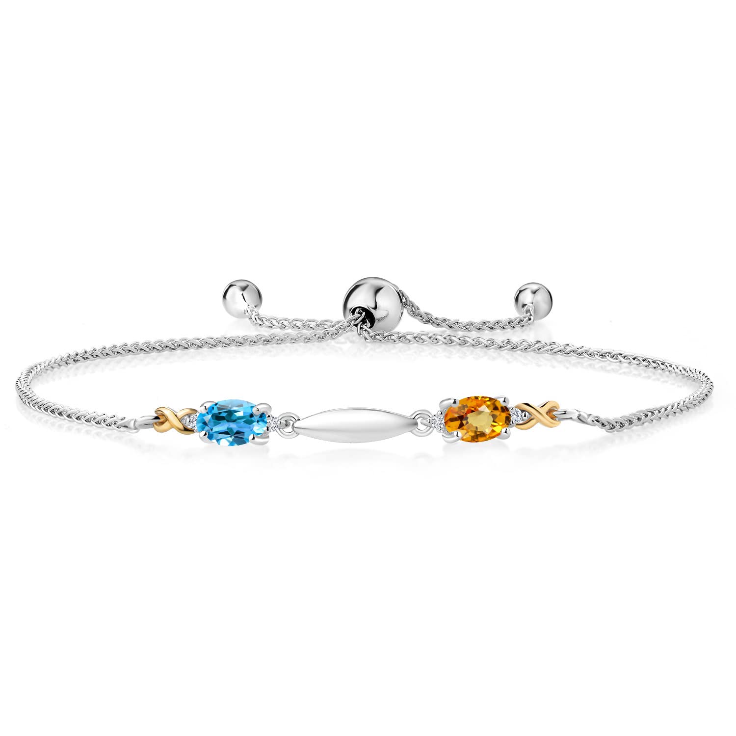 1.21Ct Swiss Blue Topaz & Sapphire Gold Bracelet for Women - Elegant Gift