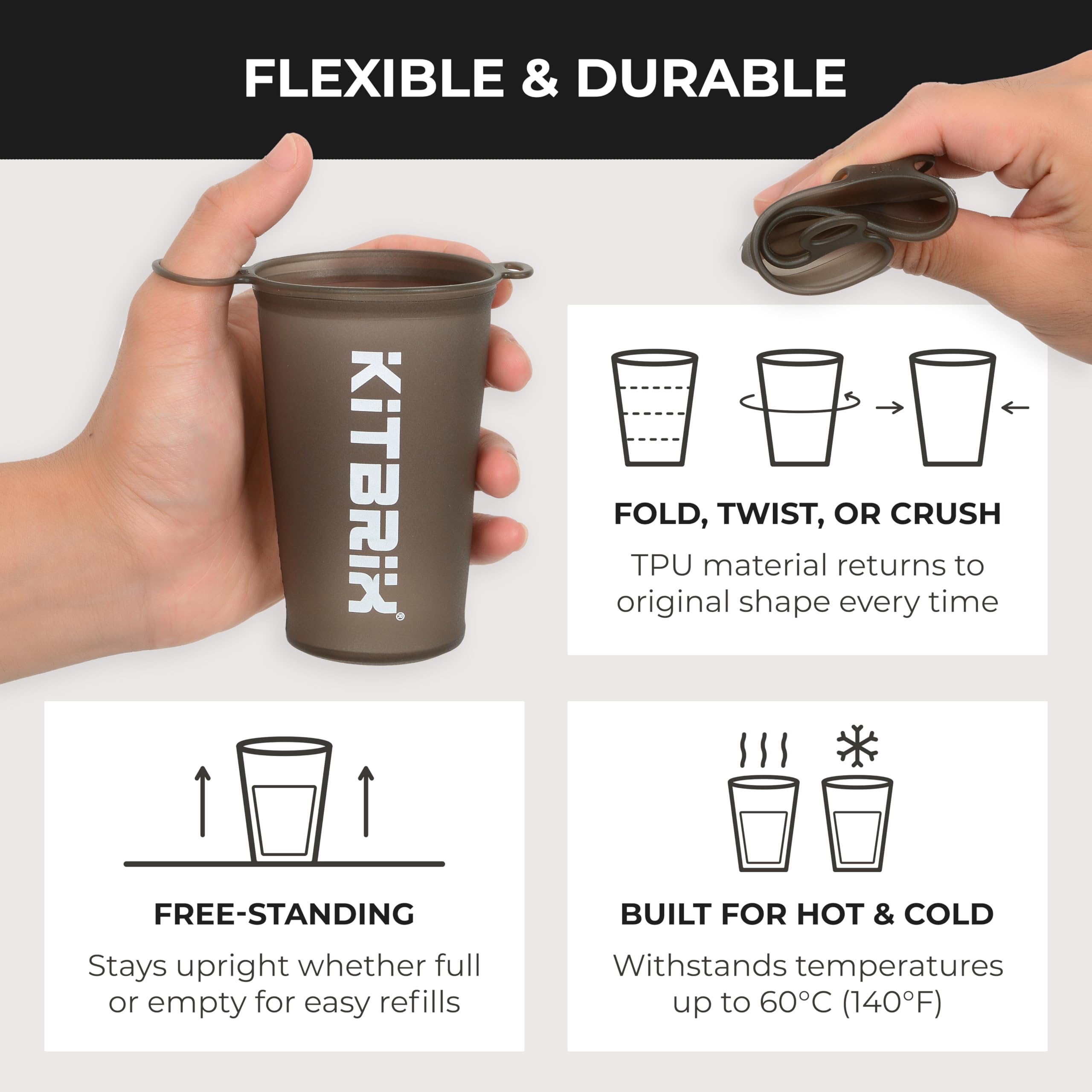 KitBrix Collapsible Race Cups - 2 Pack Lightweight Running Water Bottles (200ml/7oz) - Portable Sports Drinkware for Marathons, Trail Running, Hiking & Camping - Perfect for Hydration During Outdoor Adventures & Fitness Events