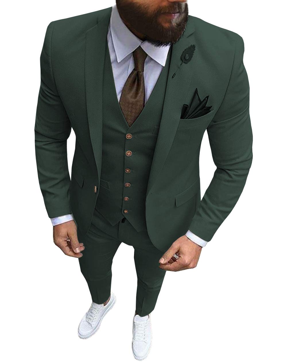 Men's 3-Piece Formal Suit with Notch Lapel Blazer - Wedding, Prom & Dinner Tuxedo Set | Perfect for Business Events, Cocktail Parties & Special Occasions