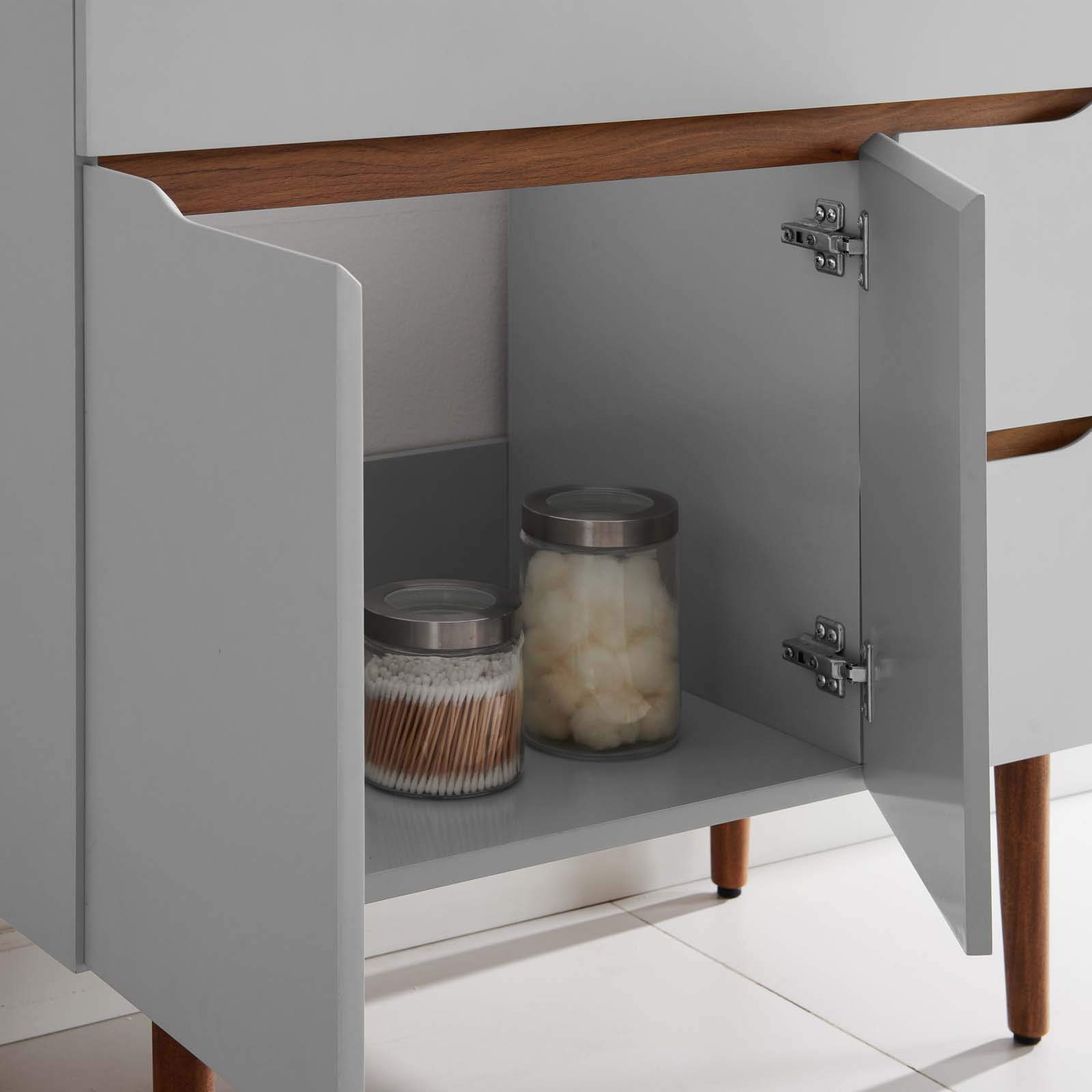 Modway Harvest 36 Inch Gray Walnut Bathroom Vanity - Modern Bathroom Storage Cabinet with Countertop (Sink Not Included) | Perfect for Small Bathrooms, Powder Rooms & Home Renovations