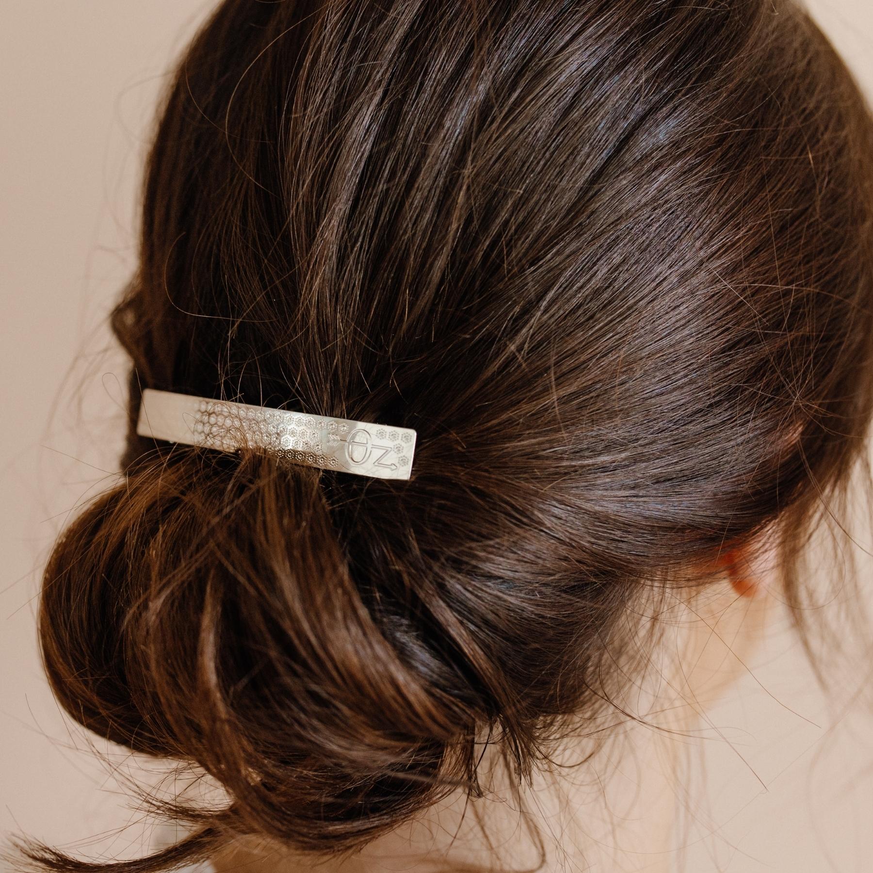 Elegant Silver Barrette Hair Clip with Decorative Design - Perfect for Weddings, Parties, and Everyday Hairstyling