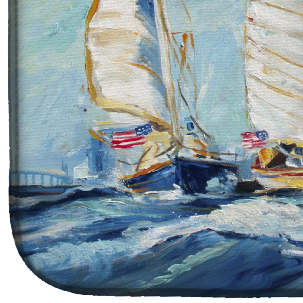 Absorbent Sailboat Dish Drying Mat 14x21